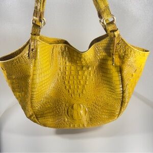 Brahmin Ag Jacqueline Marigold Yellow Melbourne Leather Hobo Shoulder Purse Bag